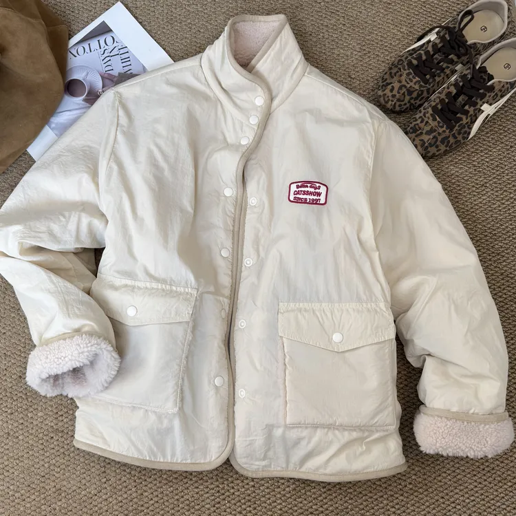 两面穿羊羔毛外套～韩系复古加厚保暖双面可穿宽松百搭秋冬外套