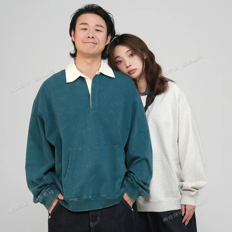 青式CYAN.C早秋【野渍】360g精梳棉宽松复古炒洗撞色卫衣男女同款潮