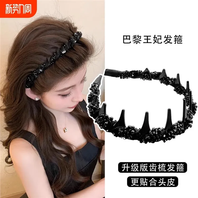 巴黎王妃发箍女2025新款轻奢压发头箍气质小香风串珠缠绕发捆头饰