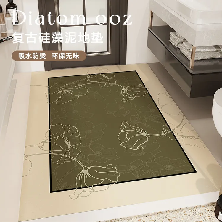 浴室外门口大尺寸硅藻泥吸水地垫化妆室干 干湿分离防滑厕所擦脚