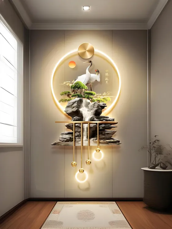 松鹤延年客厅玄关装饰画电视格栅挂画新中式龙龟祝寿贺礼背景墙画