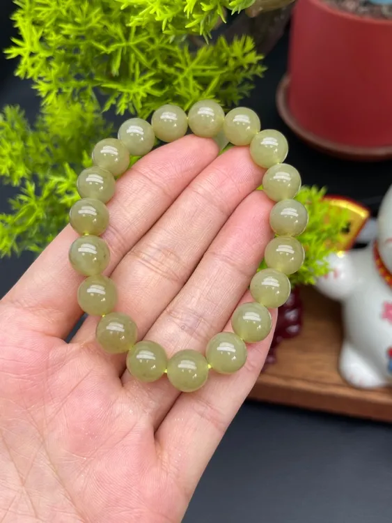 天然且末和田玉手串珠串手链单圈和田玉回流直播