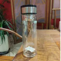 明尚德厚底双层杯高硼硅玻璃材质拧盖密封双层杯车载玻璃杯便携