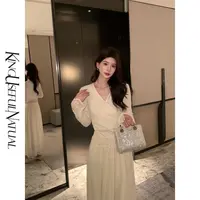 KUN【霜月吟】仙气美人 定制毛感蕾丝绣花杏色女装上衣半裙秋冬套装