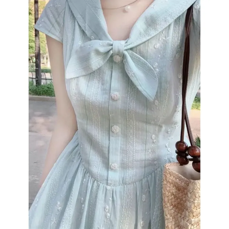 哥弟阿玛施正品【断码】2025夏季新款韩版绣花拼接绑带A