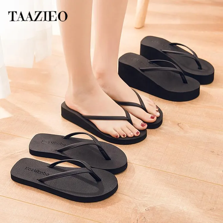 TAAZIEO夏季男女情侣人字拖夹脚凉拖鞋外穿休闲沙滩拖黑色