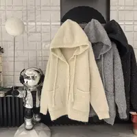 【柔闪连帽】厚款慵懒风连帽毛针织衫羊毛开衫外套CP479