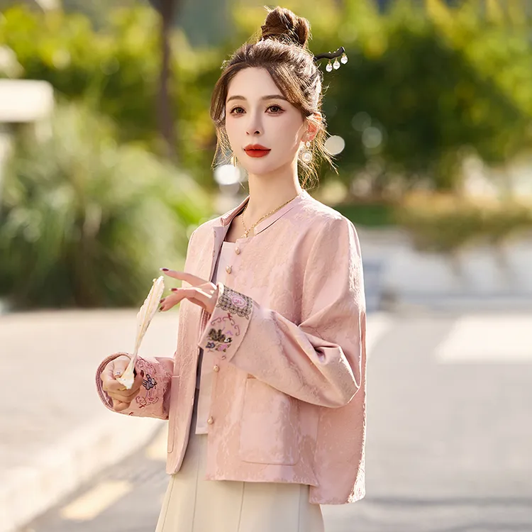 小香风外套女2025春秋新款洋气超好看高端新中式国风短款刺绣上衣