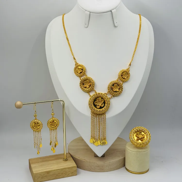 铜合金项链 TJ281 铜合金首饰 项链耳环戒指三件套