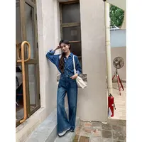 菲林日记！掩盖腿型小缺点的百搭直筒时髦显瘦牛仔裤WK54486