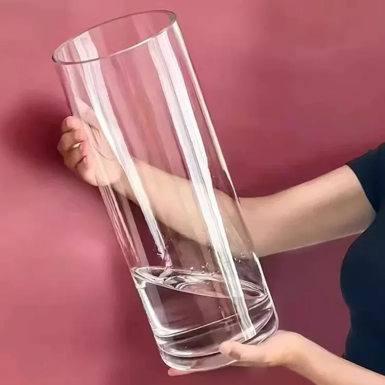 透明简约防摔花瓶摆件客厅插花瓶水养富贵竹直筒轻奢高级感醒花桶