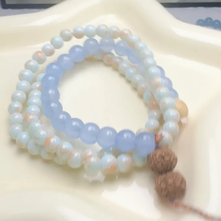 琉璃琉璃手链 禅意古风蝴蝶结双层琉璃串珠手链