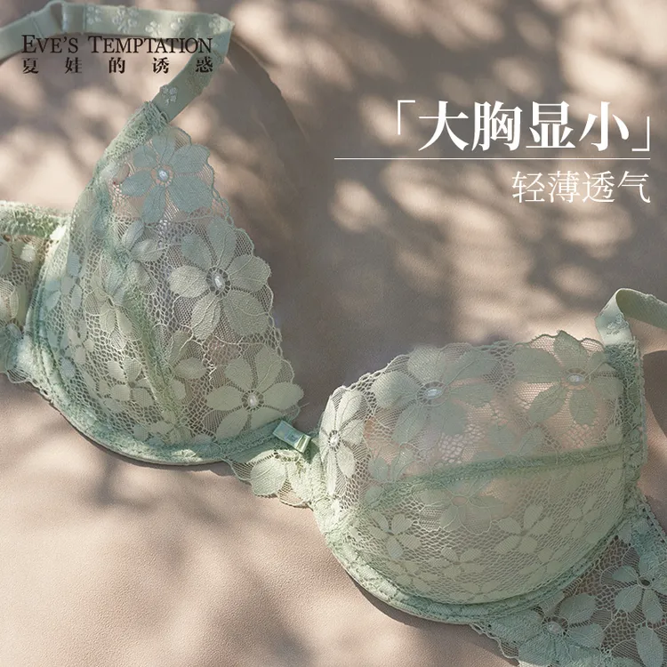 【达人】夏娃的诱惑法式内衣女士大胸显小防下垂超薄夏季蕾丝文胸