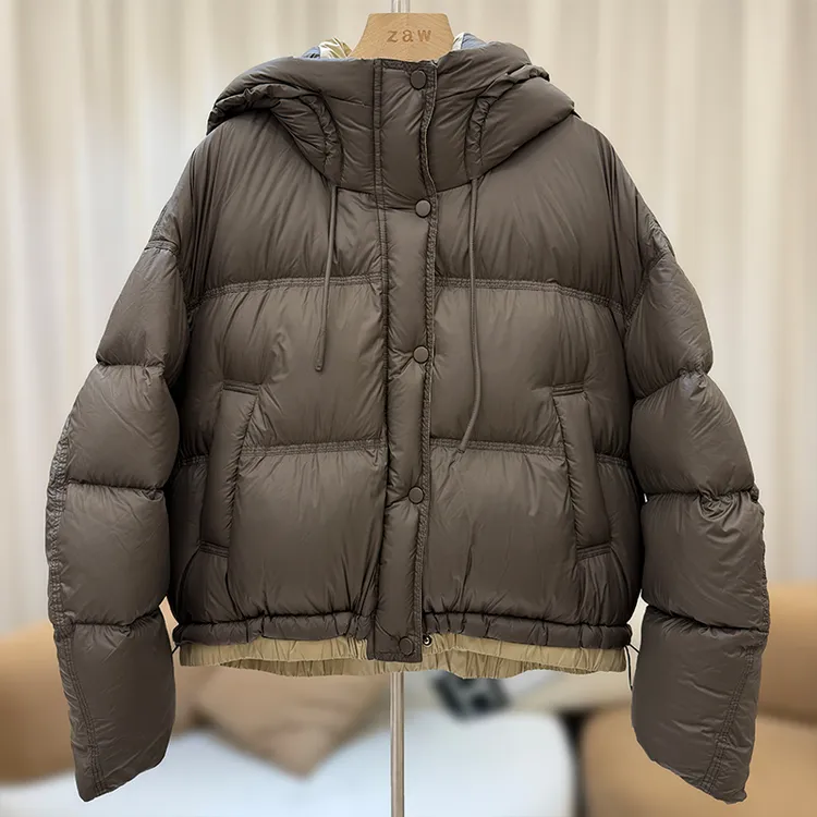 zaw胖mm大码女装加厚保暖羽绒服冬季2025新款宽松白鸭绒外套25525