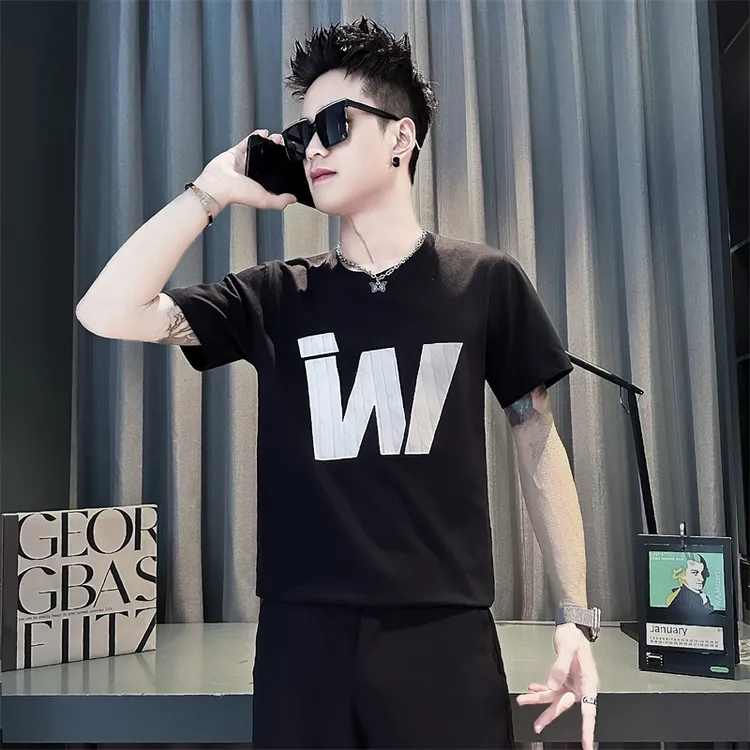 痞帅印花短袖男夏季潮牌设计感半袖男装上衣2025新款男士圆领t恤