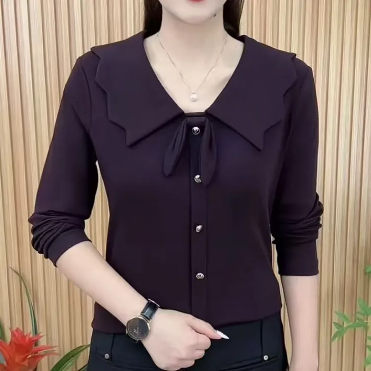 蝴蝶领秋冬新款时尚百搭洋气卫衫女士长袖上衣小衫01589