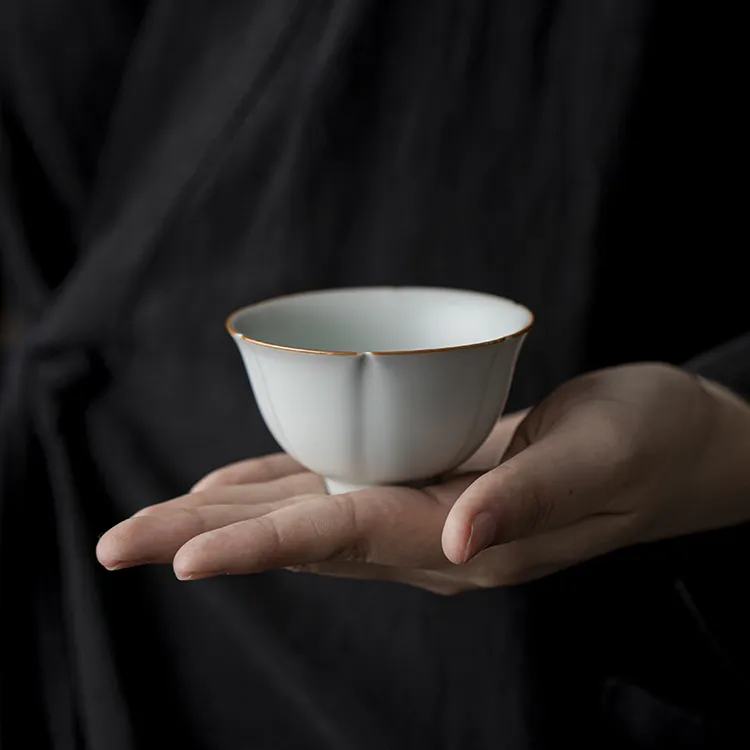 汝窑茶具茶杯主人杯冰玉杯70ml单杯陶瓷品茗杯原矿釉开片可养汝瓷