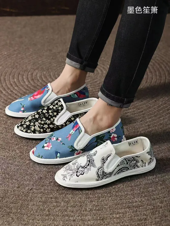 不规则印花老北京布鞋男士女士春夏时尚舒适低帮百搭软底