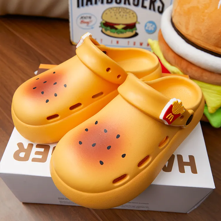 【夏季多巴胺】汉堡洞洞鞋女外穿厚底增高防滑家用不臭包头EVA拖鞋