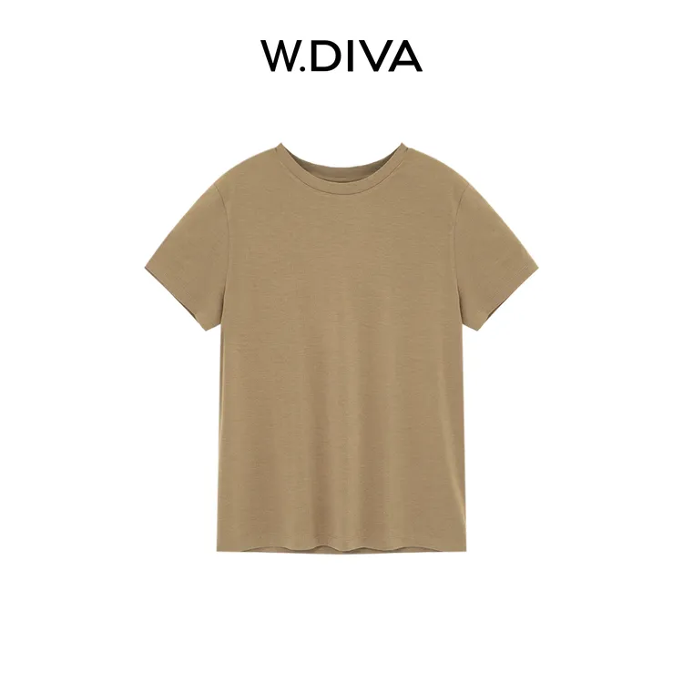 W.Diva【基石】意大利进口美式短袖简约休闲圆领针织T恤女53T122921