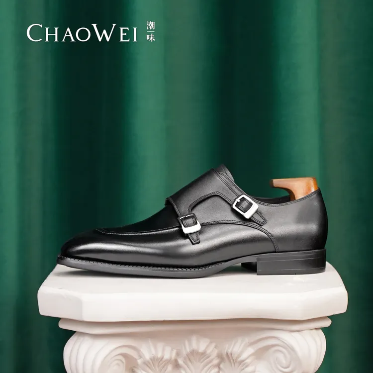 【潮味】男士商务正装夏季休闲时尚皮鞋金属双搭扣孟克鞋24B-K75