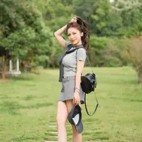 程北北【心动学妹】条纹针织两件套/高级灰开叉短裤裙
