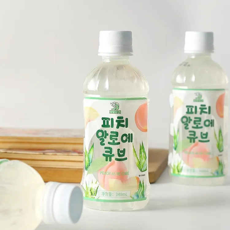 6瓶韩国啵啵元气蜜桃芦荟小方块桃子味饮料小瓶装340ml