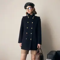 【法曼萱】藏蓝色双面羊绒大衣女2025冬新款高级小个子复古毛呢外套
