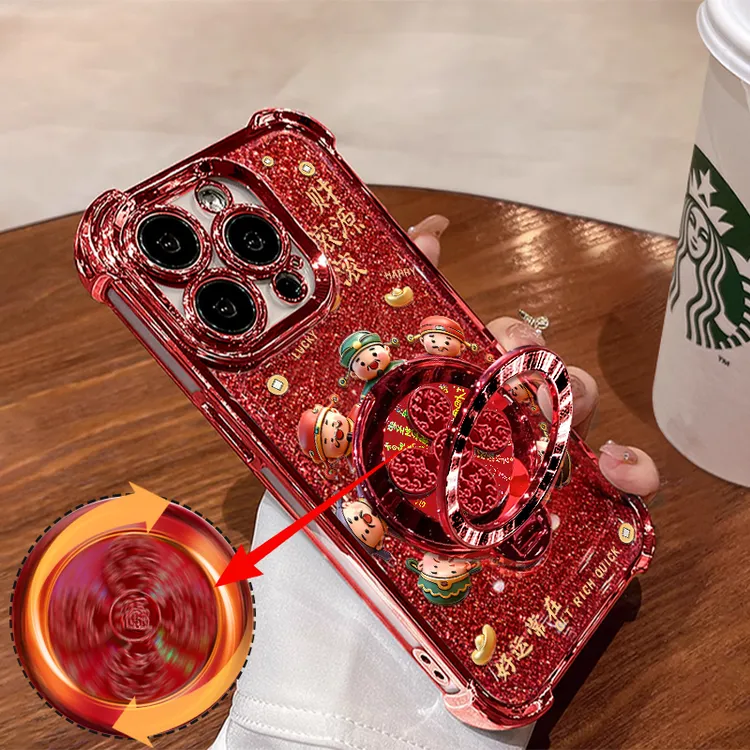 财神风生水起适用iPhone16华为OPPO小米VIVO苹果17电镀防摔手机壳