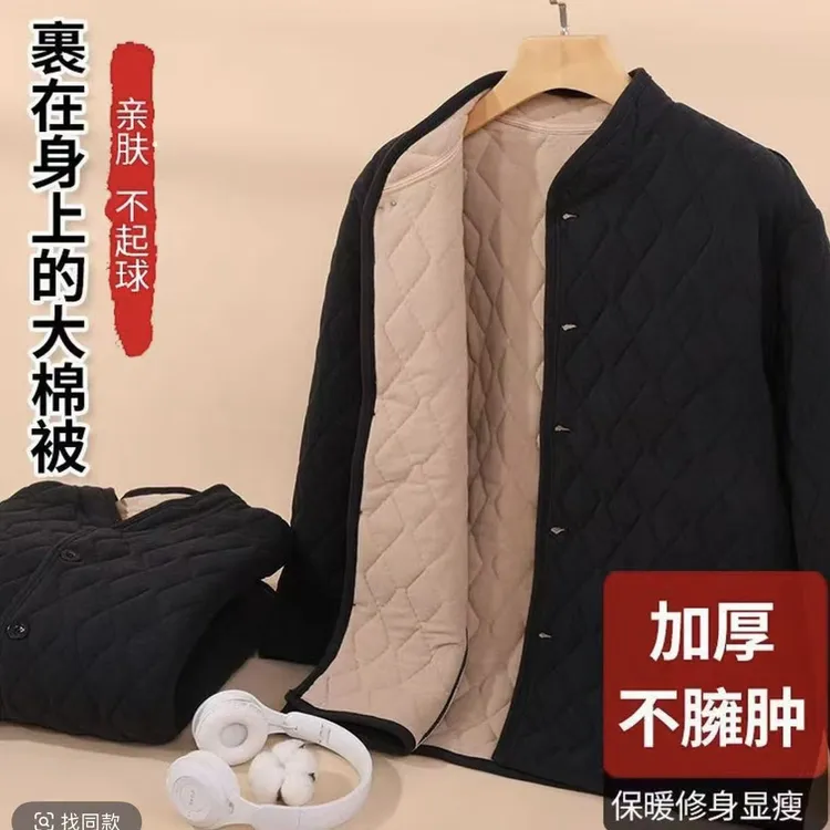 男士德绒棉袄外穿内胆保暖棉服加厚宽松中老年男装
