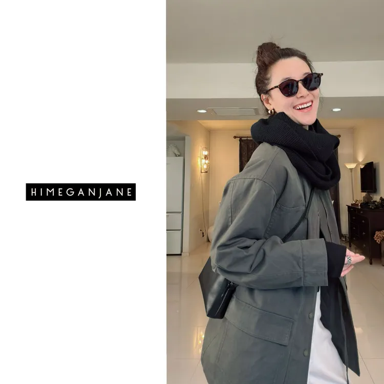 HIMEGANJANE立领工装棉服 复古极简可收腰中长款外套75079