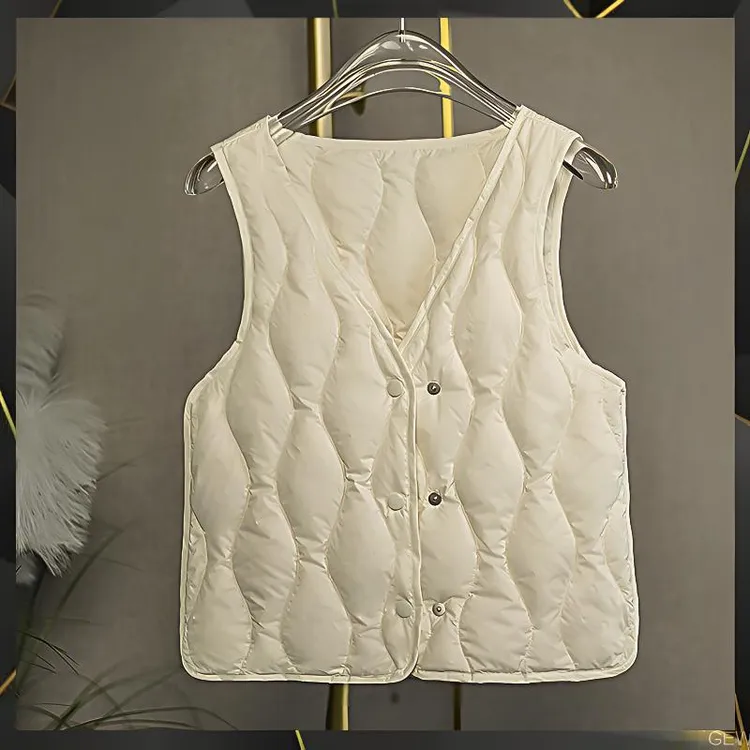 95白鸭绒女款马甲背心加厚羽绒内胆轻薄内搭羽绒服贴身V领双排扣
