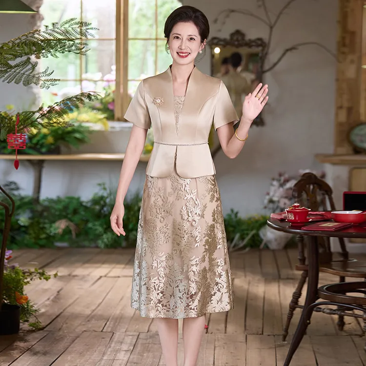 5915喜婆婆结婚宴装2025新款夏季平时可穿气质新中式改良旗袍裙