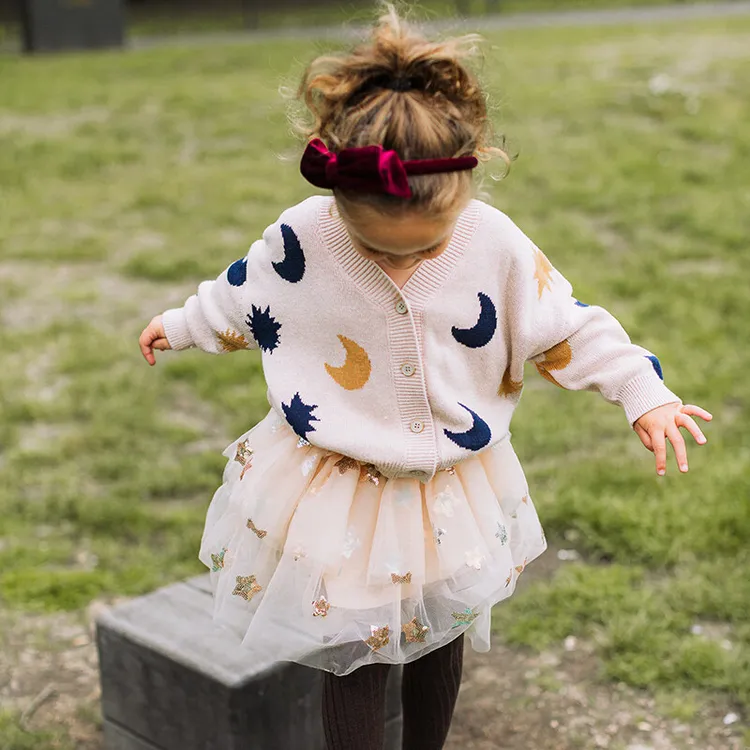 lelejove北欧风文艺宽松纯棉针织开衫女童柔软亲肤毛衣5AW3B237