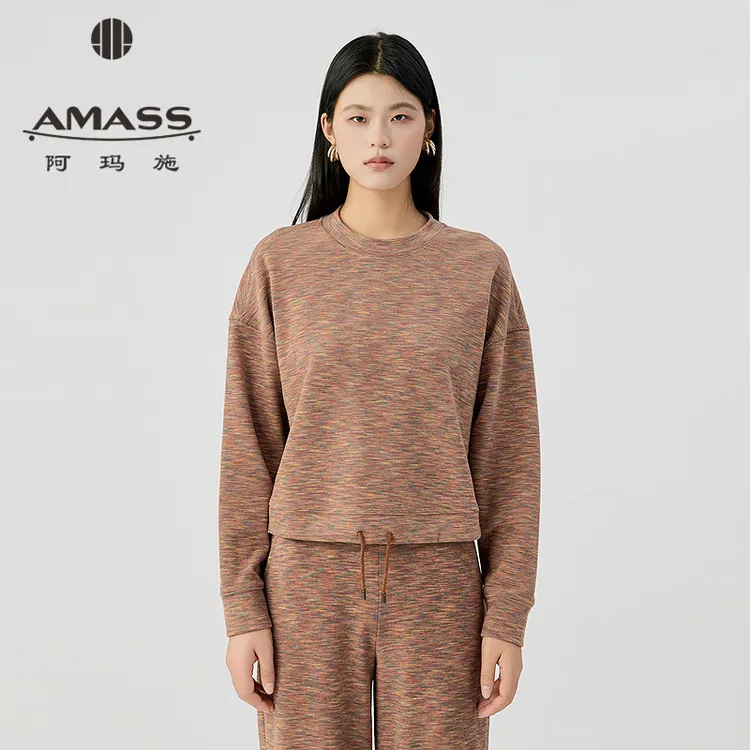 阿玛施AMASS郁金香系列暗黑风数码印花长袖圆领廓形卫衣女5300981