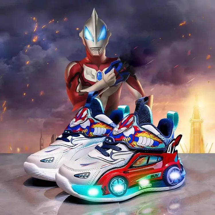 ABC男童运动鞋奥特曼发光鞋2025春秋新款儿童单鞋男孩防滑跑步鞋 