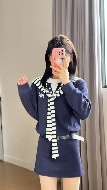 小小仟 秋季学院风长袖卫衣连衣裙休闲假两件