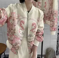 新中式国风印花短款棒球服外套8039
