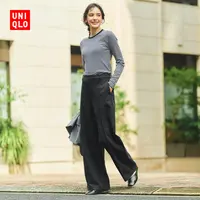优衣库女装柔软罗纹条纹圆领T恤长袖百搭打底内搭秋冬新款480036