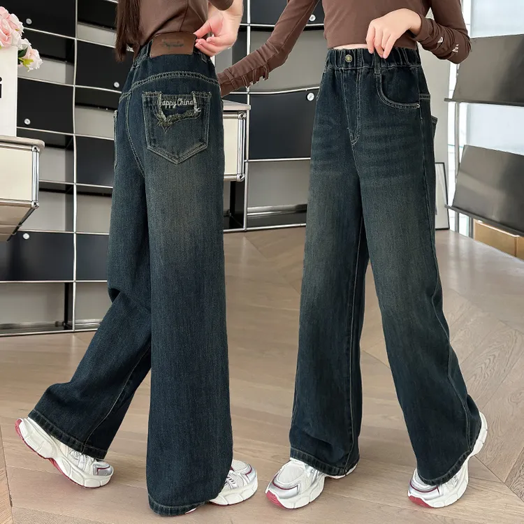 女童牛仔裤阔腿裤春秋季新款2025爆款洋气大儿童装宽松C3休闲舒适