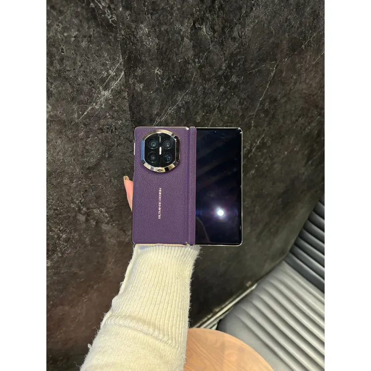 适用于华为MateX7高档纯皮磁吸手机壳 X6不遮屏双轴手机壳 包镜头