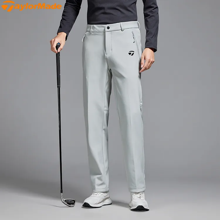 泰勒梅秋冬加绒保暖高尔夫运动长裤弹力男士户外运动修身休闲裤子