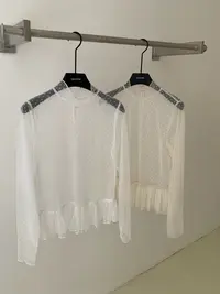 1566  韩系百搭蕾丝荷叶边内搭上衣 vvs