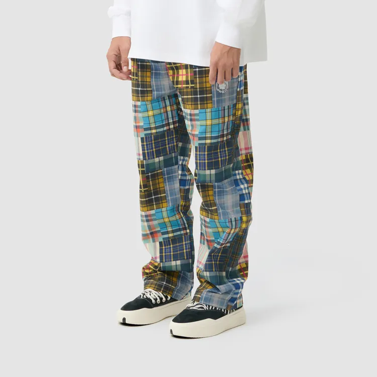 PROCITY纯棉百家布长裤男女同款直筒直喷曹芳运动休闲潮牌格子裤