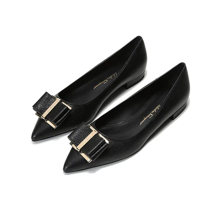 未使用 FERRAGAMO/菲拉格慕 女士蝴蝶结尖头平底鞋0733394