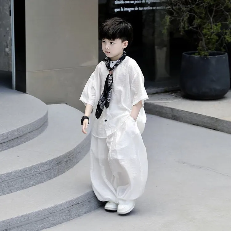 [安安家]男童新中式唐装夏装童装新款儿童中国风汉服小孩宝宝薄