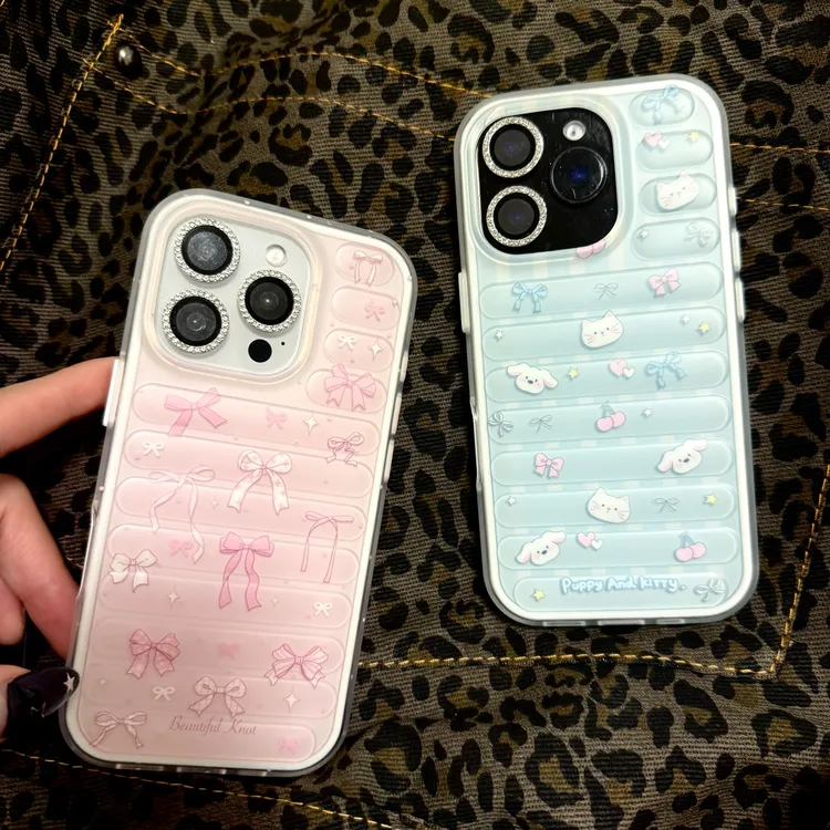 ins甜美二合一粉丝带蝴蝶结适用苹果16promax手机壳iphone15新款