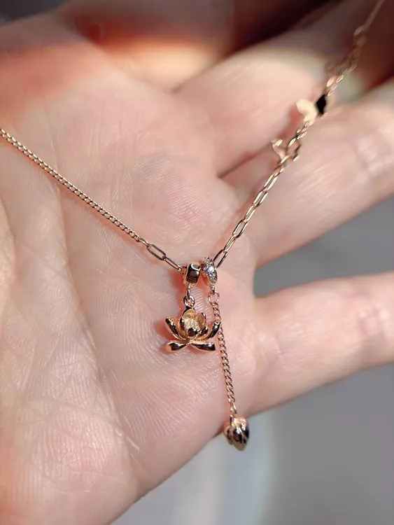 坠链均925银合成锆石 925纯银项链彩银莲花两世欢蝴蝶温柔精致