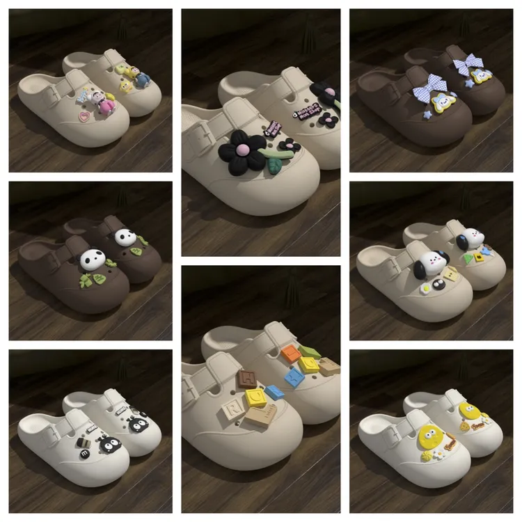 字母洞洞鞋女款2025新款踩屎感防滑懒人勃肯鞋包头半拖鞋女外穿夏