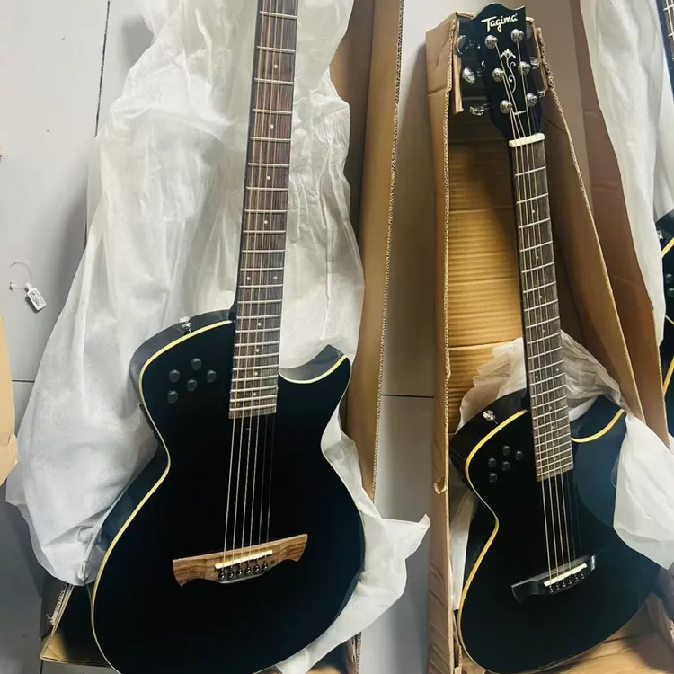 超薄民谣静音吉他黑色吉他民谣吉他6弦吉他木吉他酒吧弹唱吉他